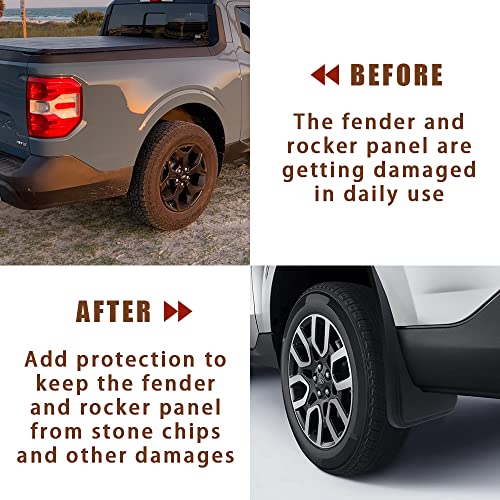 Image of Muslogy Mud Flaps for 2022-2026 Ford Maverick(Not for Lobo Edition) | for 2022 2023 2024 2025 2026 Maverick Mud Flaps No Drilling Needed Exterior Accessories Splash Guard