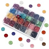 24 Colour 4-Hole Resin Button Set, Choice of Small, Medium or Large Sizes, Haberdashery for...