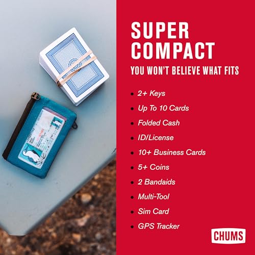 Chums Surfshorts Wallet - Lightweight Slim Wallet with RFID Blocking Card & Clear ID Window - Zippered, Minimalist Wallet w/Key Ring - Solid Colors3