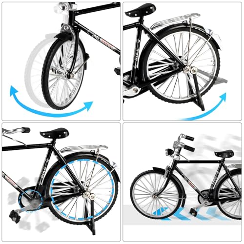 Image of CIRBOX Vintage Classic Bicycle Model Toy - Retro Metal Die-Cast Cycle with Pump & Briefcase Bag | Collectible Miniature Bike Showpiece for Home & Office Decor