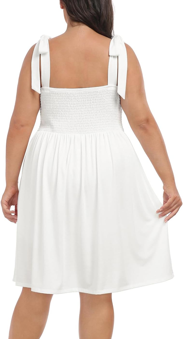 HDE Womens Plus Size Romper Dress with Built in Shorts & Pockets Tie Strap Dress - Image 5