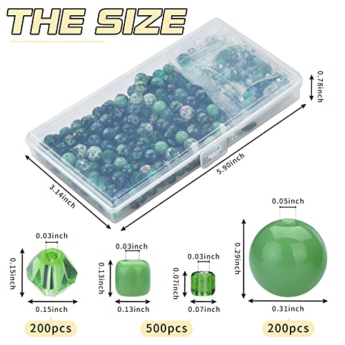 Image of Glass Beads Jewelry Making Kit, Fresh Green Color-900pcs Include 8mm Assorted Beads, 4mm Bicone Crystal Beads, 2-4mm Spacer Seed Beads for DIY Bracelet, Earring Necklace Pendants Making Supplies