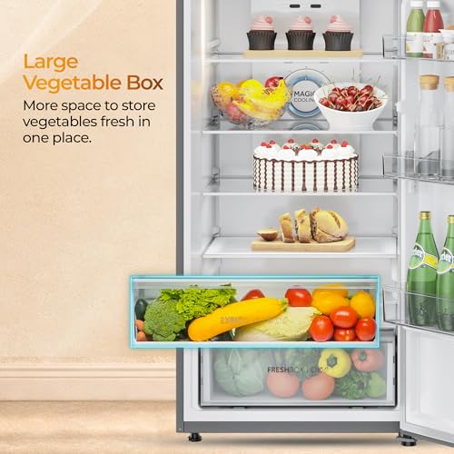 Image of Haier 358 L 2 Star Frost Free Triple Inverter Double Door Refrigerator, 360 Magic Cooling for Uniform Freshness & Spacious Fresh Zone (HEF-362TSA-P, Inox Steel, 10 In 1 Convertible Modes, 2026 Model)