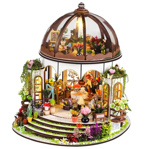 Kisoy DIY Miniature House Kit, Tiny House Building Kit with Furniture and LED Light for Adults and Teens, DIY Mini House Craft Kit, Decorations/Gifts for Family and Friends（Hanging Garden）