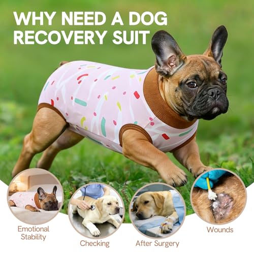 Image of SAWMONG Recovery Suit for Dogs Female Male, Breathable Dog Onesie Body Suit After Surgery Spay Neuter, Professional Pet Surgical Suit, Substitute E-Collar Cone (Pink, 2XL)