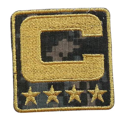 Camo Captain C Patch (All Gold) Camouflage Iron On for Jersey Football, Baseball. Soccer, Hockey, Lacrosse, Basketball