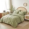 FLYMME Green Tufted Bed in A Bag Queen Size Comforter Set with Sheets, Soft Lightweight Geometric Embroidery Bedding Set 7PC, Boho Shabby Chic Farmhouse Collection All Season (Sage Green, 90”x 90”)