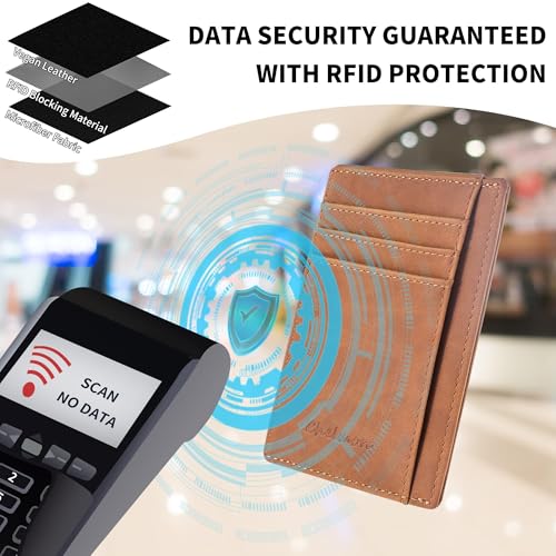 Image of Chelmon Slim Wallet for Men, Minimalist Front Pocket RFID Blocking Credit Card Holder