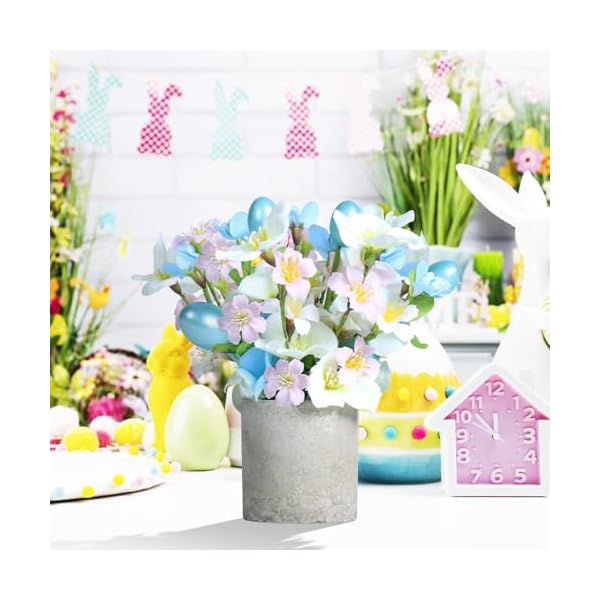 Super holiday easter decorations 2pcs artificial easter blue flower egg potted table decorations for home farmhouse fireplace holiday spring party decor  urban country home decor