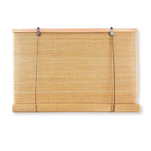 BESCH Persiana Enrollable de Bambú Natural 150x200 cm Estor Rústico Ajustable con Cuerda Cortina para Ventana Protección Luz Privacidad Fácil Instalación Interior Exterior