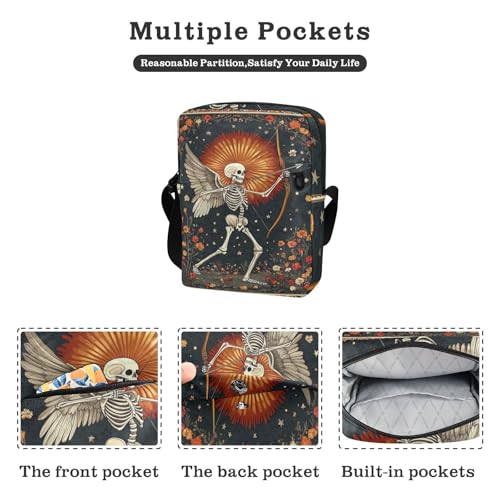 Boho Skeleton Flower small messenger bag for men crossbody bag men Shoulder Hand Bag For Woman Adjustable Strap for Outdoor Daily Shopping2