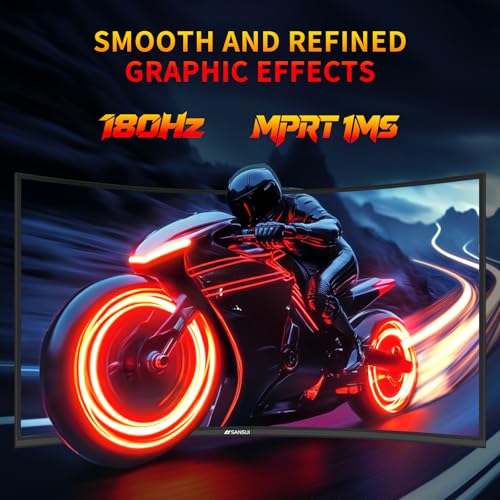 undefined SANSUI 27 Inch WQHD 2560X1440 Curved Gaming Monitor, 180Hz MPRT 1ms Computer Monitor,HDMI2.0 * 2, DP1.2 * 2, Freesync, Curved 1500R, 5000:1 Contrast Ratio, 120% sRGB,HDR(ES-G27C1Q DP Cable Included) の商品画像 3