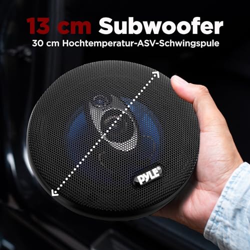 Pyle 5.25” Car Sound Speaker (Pair) - Upgraded Blue Poly Injection Cone 3-Way 200 Watt Peak w/Non-fatiguing Butyl Rubber Surround 100-20Khz Frequency Response 4 Ohm & 1" ASV Voice Coil - Image 3