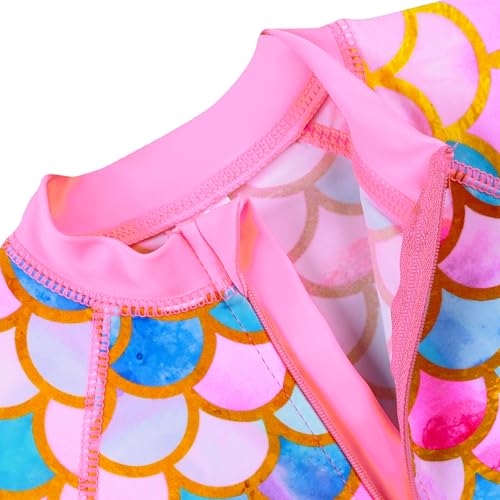 Image of HUAANIUE Toddler Girl Swimsuit Long Sleeve UPF50+ Sun Protection