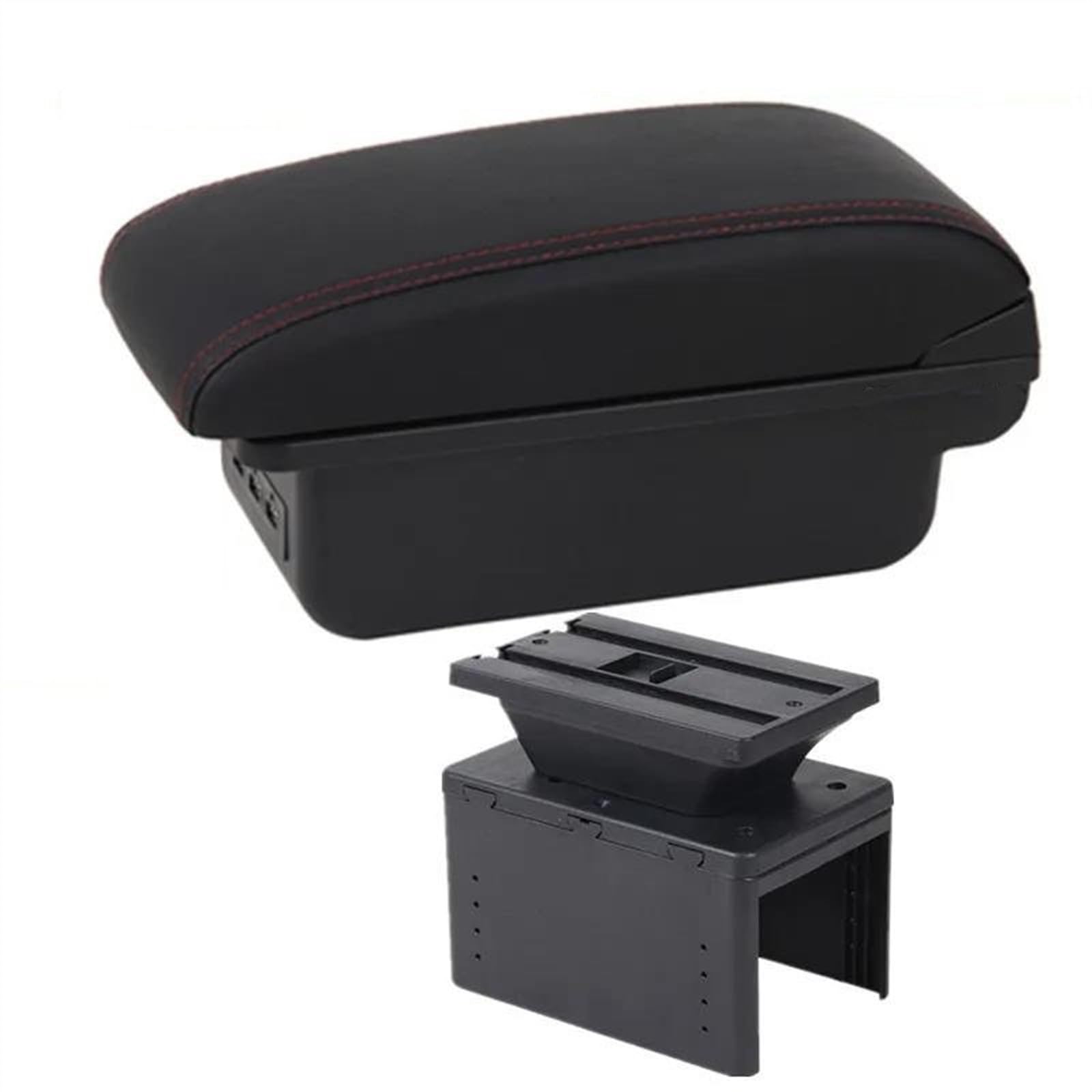 NOHEEU Car Modification Interior Accessories For I20 2021 2022 2023 2024 Seat Armrest Box Storage(B1 red line 3USB)