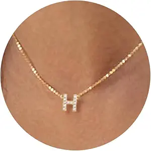 Initial Heart Necklaces for Women - Dainty Cute Necklace Small Layered 14K Gold Plated A-Z Letter CZ Pendant Trendy Satellite Chain Necklaces for Women Non Tarnish Gold Jewelry Set Gift