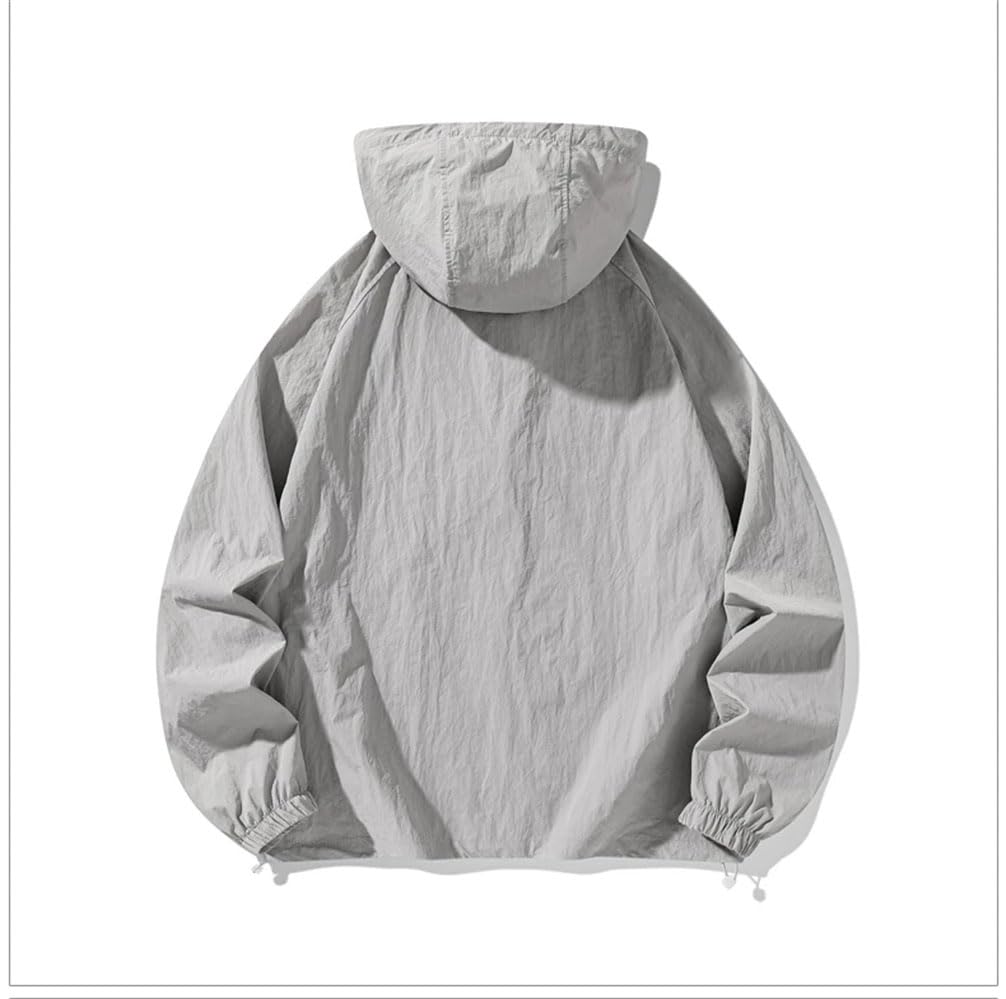 Men Long Sleeve Fishing Hiking Jackets Coat Men's Casual Solid Zipper Jacket Unisex Fishing Hooded Blue S