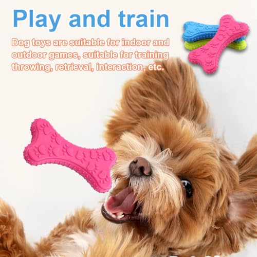 MKEAWWU 3Pcs Robustes Hundespielzeug Knochen geformt Kauspielzeug aus Hartgummi, Zähne reinigen und Zahnfleisch massieren Zähne Beruhigen Jucken Welpe Kauen Spielzeug für mittlere kleine Hunde