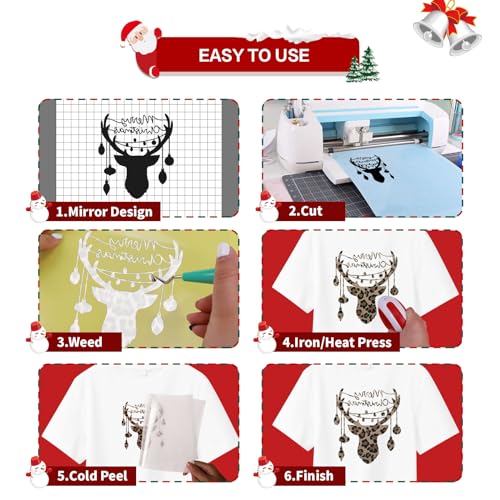 Image of HTVRONT Leopard HTV Heat Transfer Vinyl Rolls - 12 inch x 5ft Leopard HTV for Shirts, Easy to Cut & Weed Light Leopard Iron on Vinyl for Christmas Decoratios