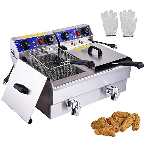 Commercial Electric 23.4L Deep Fryer w/Timer and Drain Stainless Steel French Fry