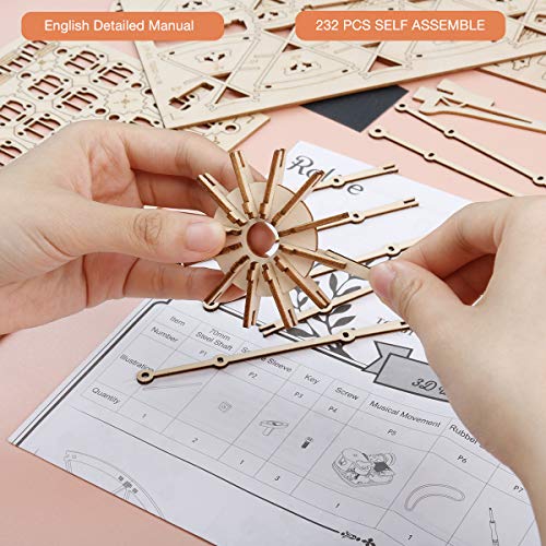 Robotime DIY Riesenrad Holzpuzzle 3D mit Musikbausätzen Holz Modellbausatz Puzzle Mechanische Modellbau Bastelset… – Bild 4