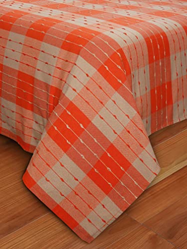 Image of AIRWILL, 200GSM Handloom Cotton Double Bedsheet with 2 Pillow Covers (Beast Orange)
