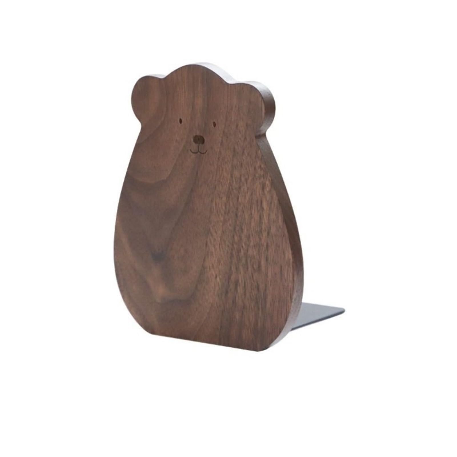 Book Holder Bear Wood Bookend Organizer Reusable Walnut L-shaped Desk Stationery for Organizing books(Color 02)