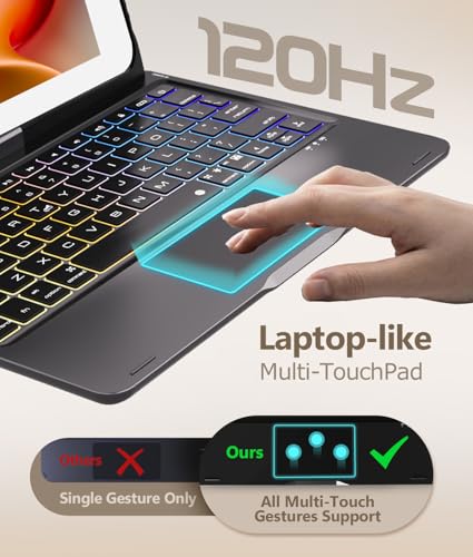 Image of BABG Keyboard Case for iPad 9th Generation, 360 Rotatable Backlit Keyboard with Pencil Holder for 10.2 inch iPad 9th Gen 2021 / 8th Gen 2020 / 7th Gen 2019 and iPad Air 3 / Pro 10.5 inch -Shiny Black
