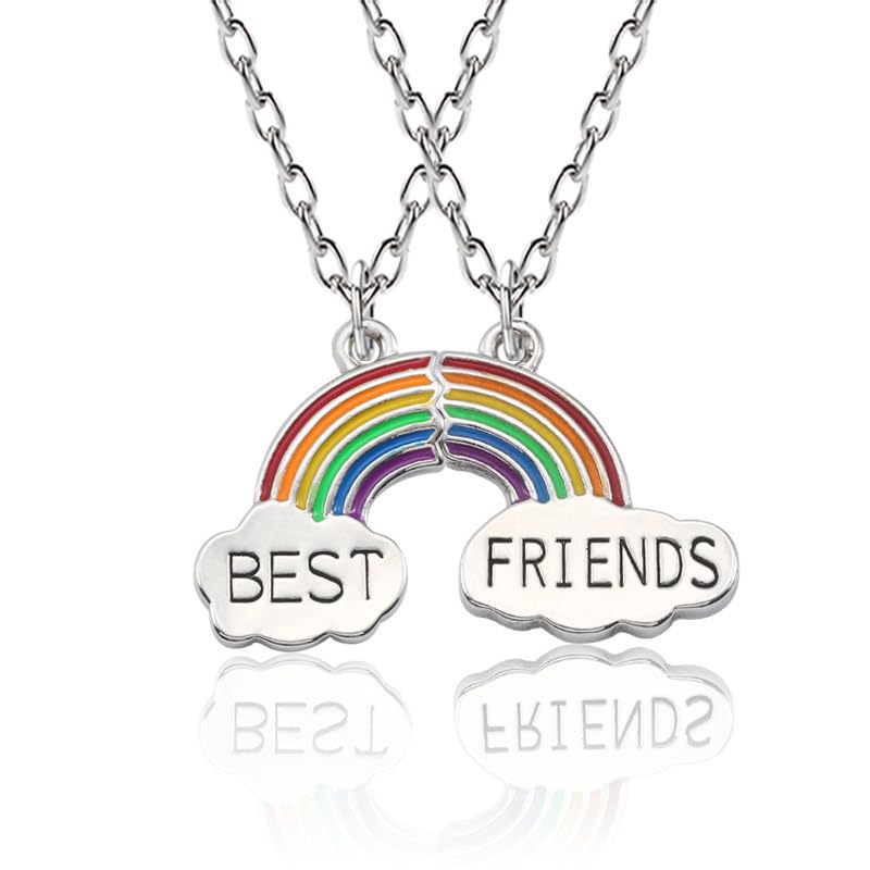 Silver Plated Rainbow Best Friend Necklace Chain for Girls & Women (Friendship, BFF) Multicolor-image-9
