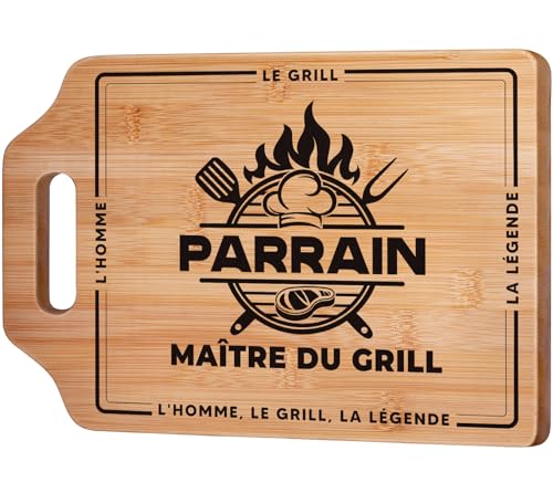Gleevara Cadeau Parrain, Cadeau Anniversaire Parrain - Planche à Découper en Bambou Unique,...