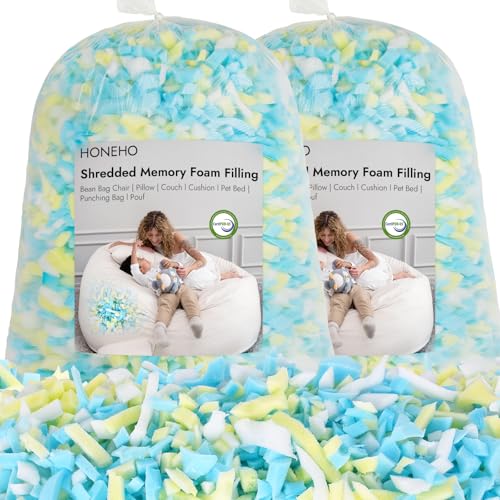 HONEHO 10lbs Shredded Memory Foam Bean Bag Filler, Soft and