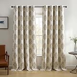 Elrene Home Fashions Navara Medallion Room-Darkening Window Curtain, Single Panel, 52' x 95' (1 Panel), Natural
