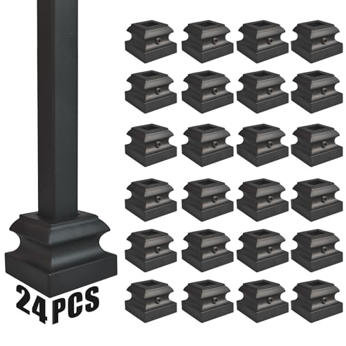 24 Pcs Iron Baluster Shoes, Stair Flat with Screw(Matte Black)