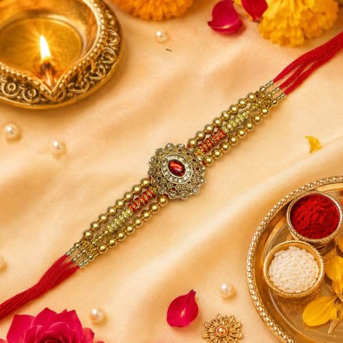 Image of Canton Rakhi Hamper For Brother, Rakhi Gift For Brother, Pack of 1 Designer Rakhi For brother (Design-74)