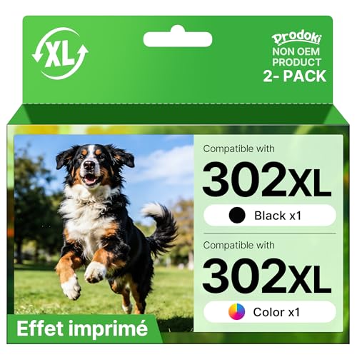 Prodoki 302 XL 302XL Remplacement pour Cartouche HP 302 XL Noir et Couleur Cartouche Encre pour HP DeskJet 3639 3630 3632 3636 Envy 4520 4527 4525 4524 OfficeJet 3831...
