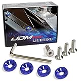 iJDMTOY (4 JDM Racing Style Blue Aluminum Washers Bolts Kit Compatible with Car License Plate Frame, Fender, Bumper, Engine Bay, etc