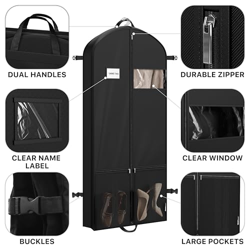 Simple Houseware 60'' Travel Garment Bag with Pockets for Suits, Dresses, Coats, Tuxedos, Heavy Duty 300D Polyester4