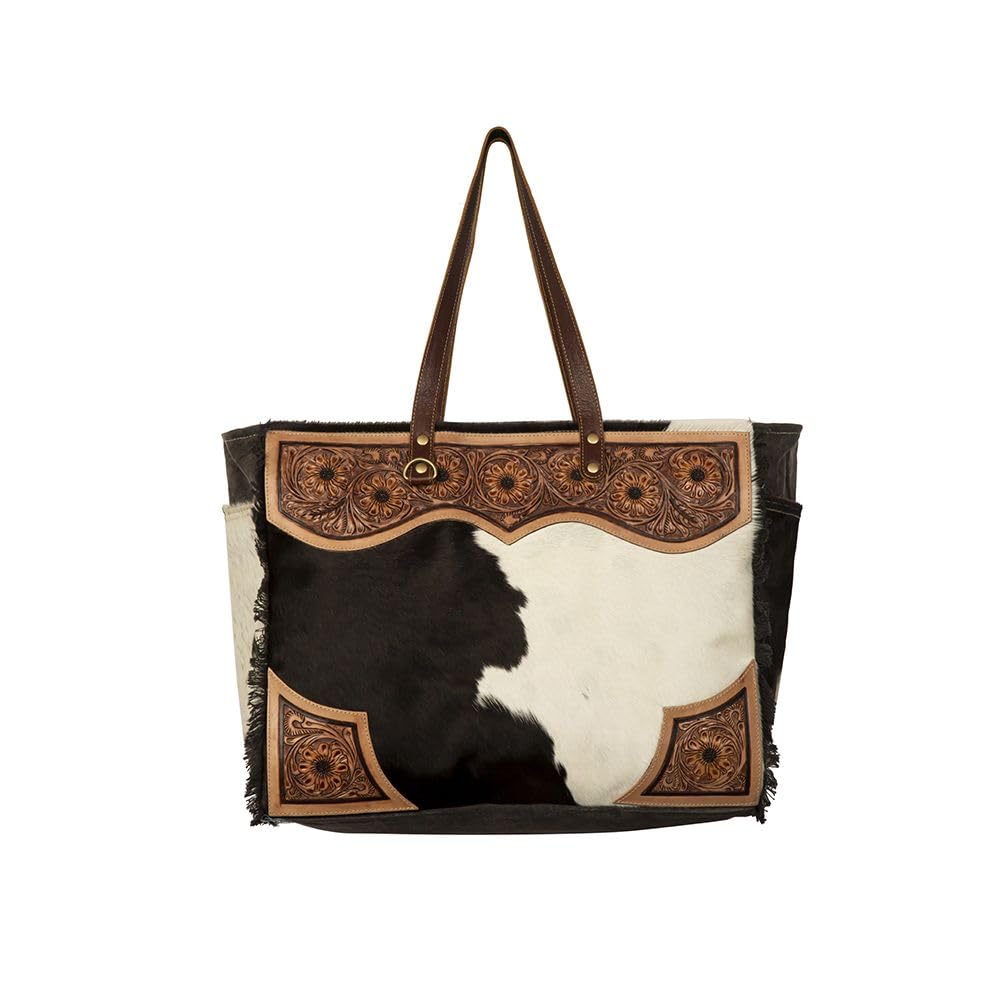 Myra Bag Weekender Bag für Damen - Western Upcycled Canvas & Leder Umhängetasche