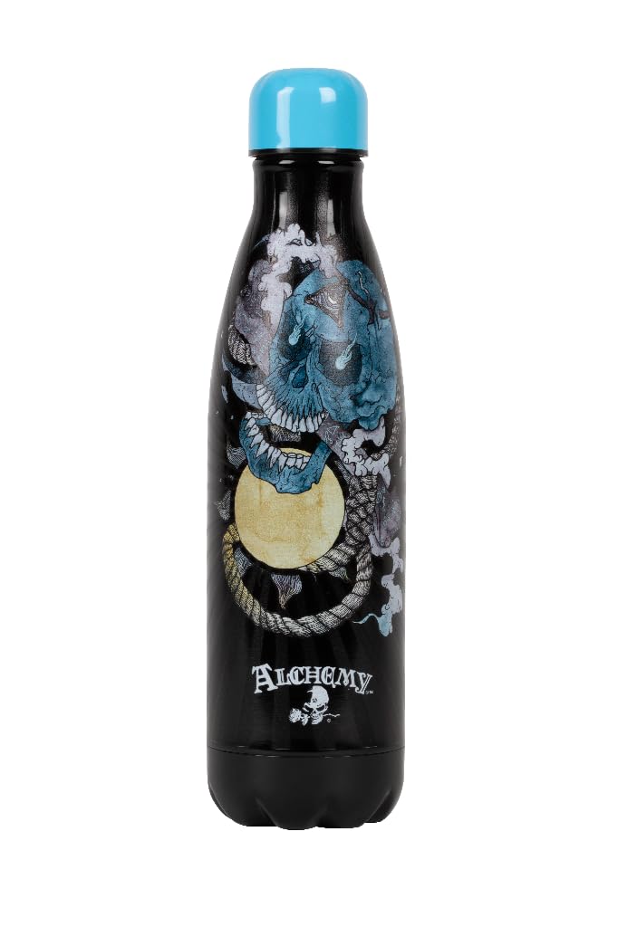 Konix Alchemy Isolierflasche - Edelstahl - 500 ml - Mystisches Motiv - Schwarz und Blau