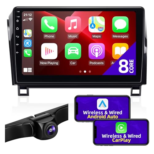 CGOGC Android Car Radio Upgrade Compatible with Wireless Carplay Android Auto for Toyota Tundra 2007-2013 Sequoia 2008-2018 Touchscreen FMAM Stereo Bluetooth GPS WiFi Navigation Camera 8core HeadUnit