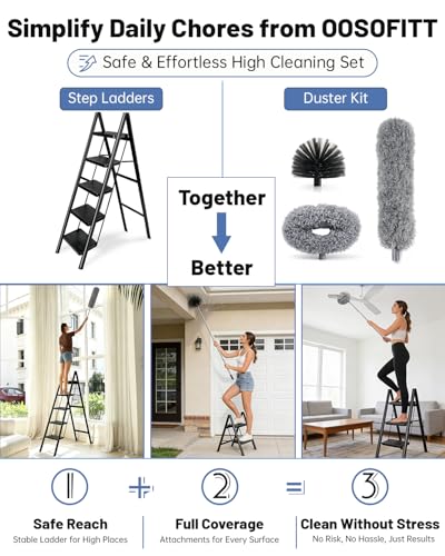 Image of Practical 3 in 1 Dusters Kit for Cleaning, Efficient Duster with Extension Pole, Upgraded High Ceiling Fan Cleaner Duster, Easy Washable Spider Cobweb Brush Duster for Blinds /Wall /Tight Spaces