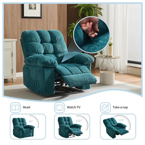 Sillón reclinable manual azul con estructura de acero miniatura 5