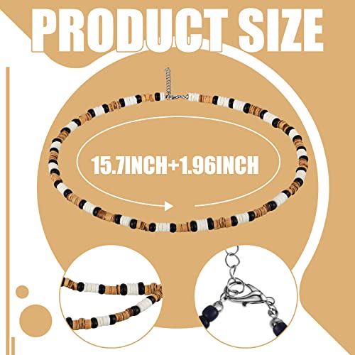 Bonuci 4 Pcs Puka Shell Necklace for Men Beaded Surfer Necklaces Beach Hawaiian Choker Women Jewelry, Christmas gifts2