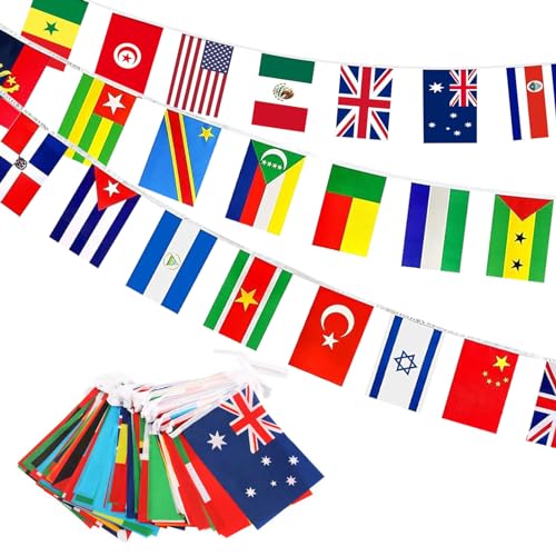 Image of 100 Countries String Flag International Bunting Banners World Flag Banner for Olympic Bar Sports Clubs School Decorations