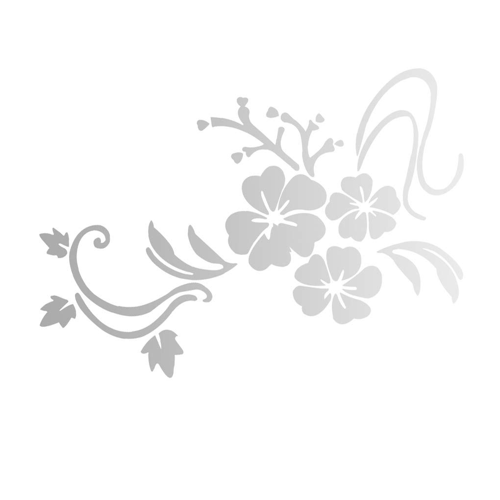 WOVEBIUS Wall Sticker 3D Flower Acrylic Mirror Decal Bath Home Decor Sticker Self Adhesive Home Wall Decoration,Silver