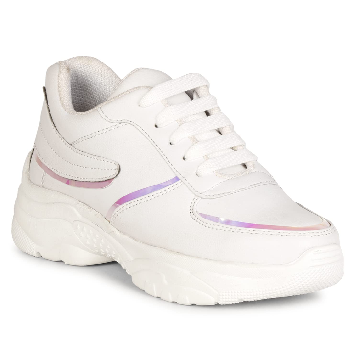 Denill Women Stylish Casual Lace Up Sneaker Shoes UK- 4 White (B0BST6Z8BM) Amazon Price History, Amazon Price Tracker