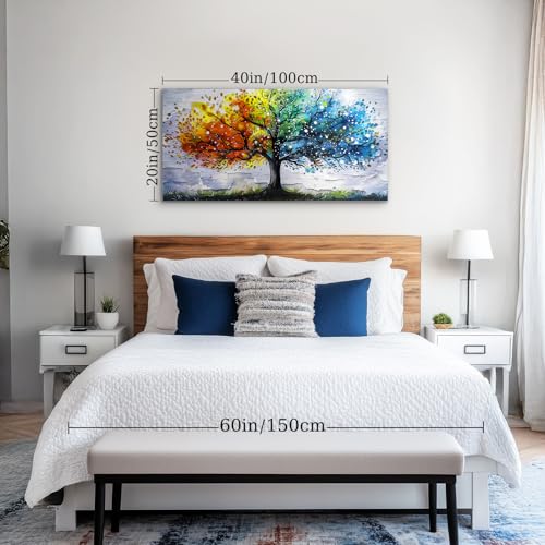 crmotu Tree of Life Large Wall Art, Colorful Tree Canvas Art Prints, Abstract Landscape Watercolor Painting, Modern Wall Decorations Living Room Bedroom Bathroom, Home Office Decor Pictures 20"X40"