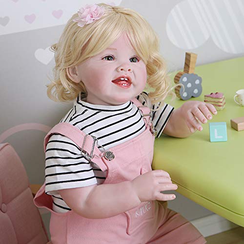 YIHANGG 70CM Original Soft Body Bebe Puppe Reborn Todder Mädchen Riesiges Baby Lebensechte Rosa Reithose Weihnachtsdekoration Geschenk – Bild 3