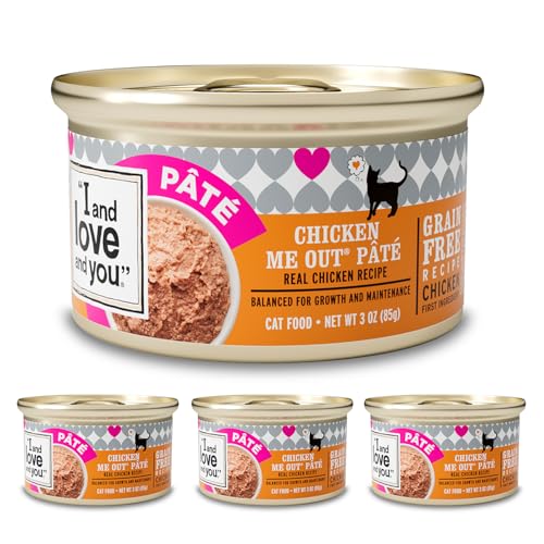 Image of I AND LOVE AND YOU Wet Cat Food - Chicken Me Out Pate - Chicken Recipe, Grain Free, Filler Free, 3oz Pack of 4 Cans