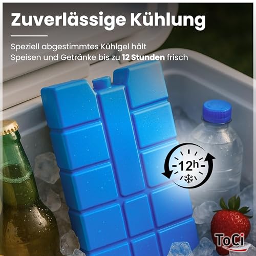 ToCi Kühlakkus Set 6X je 200 ml – Kompakte Kühlelemente für Kühltasche & Kühlbox | Wiederverwendbare Eisakkus BPA-frei | Bis zu 12 h Kühlung – EU-Qualität